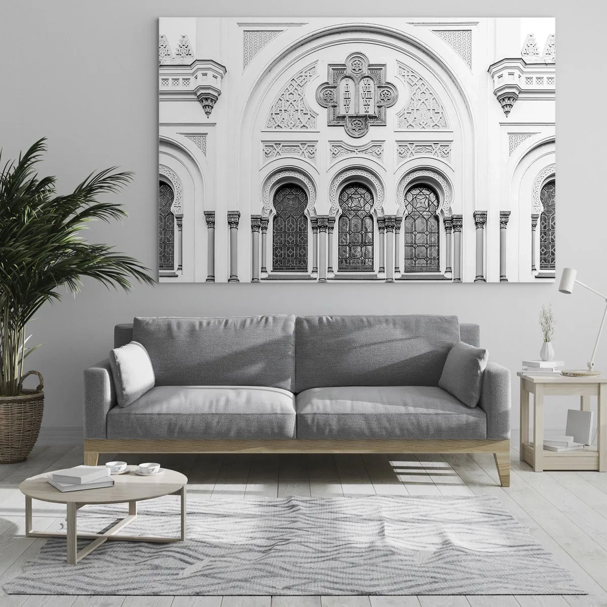 Obraz na skle - Fasáda historické budovy s ozdobnými okny a detaily - 70x50cm - Na pomezí kultur - Moderní nástěnná dekorace do obývacího pokoje a ložnice ARTTOR