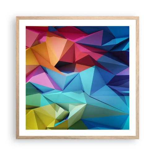 Plakát v rámu světlý dub - Duhové origami - 60x60 cm