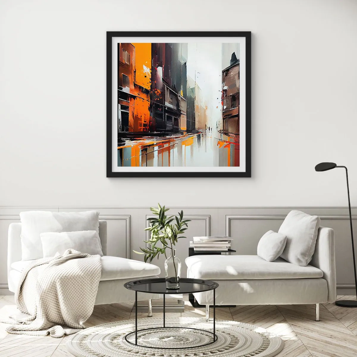 Plakát v černém rámu - Deštivý den - 50x50 cm