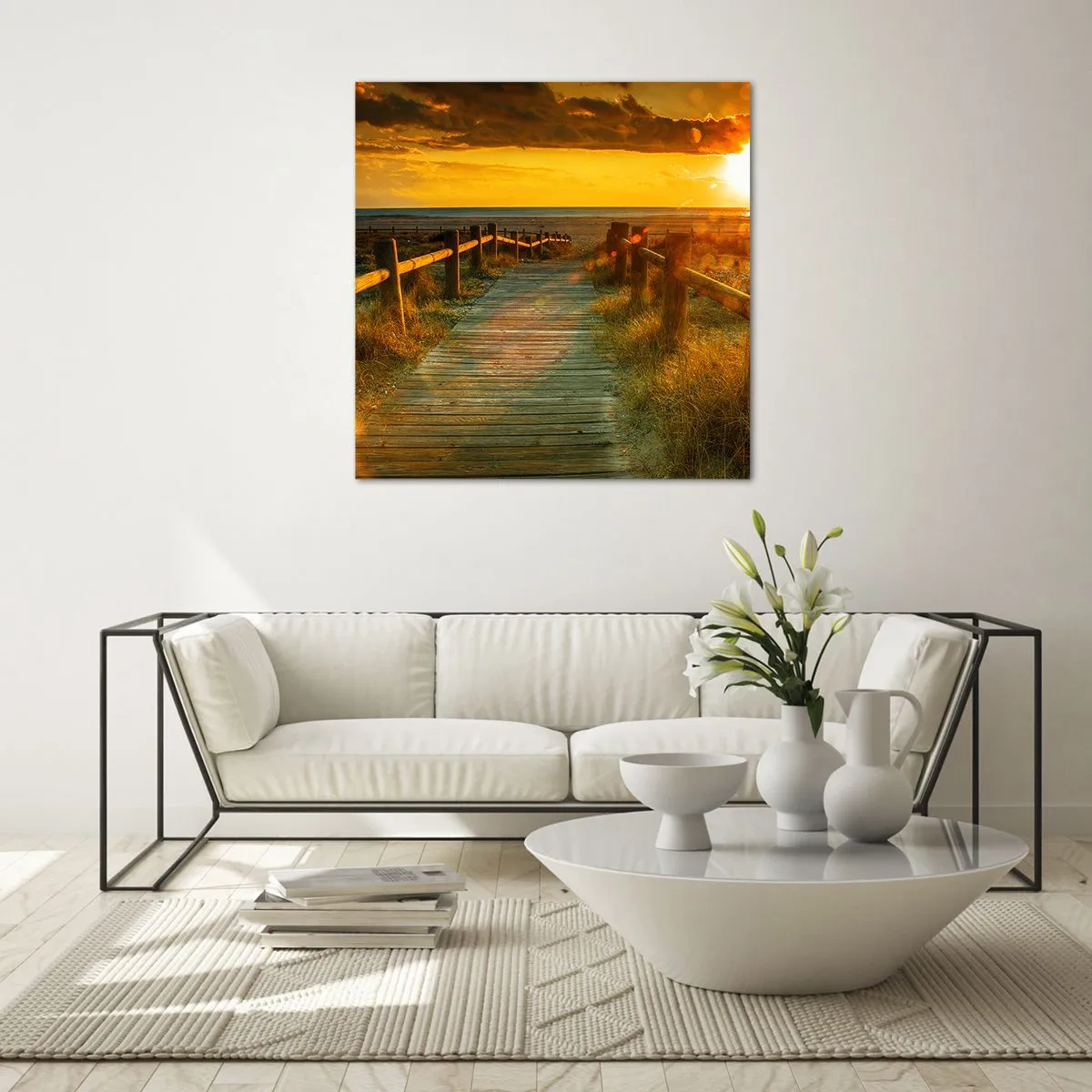 Obraz na skle - Vykoupané ve starém zlatě - 60x60 cm