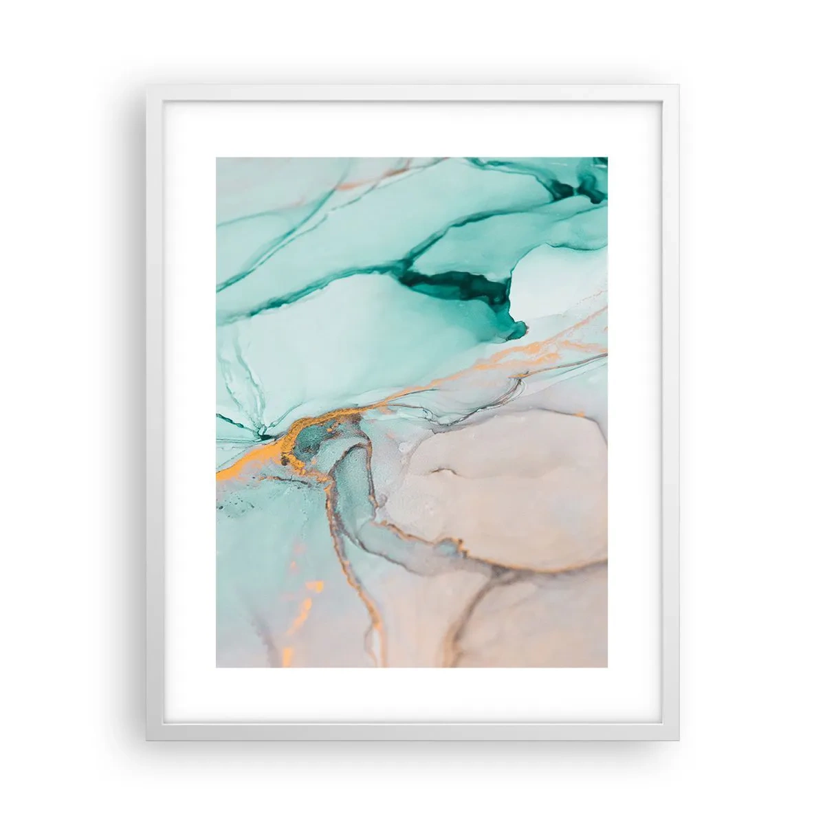 Plakát v bílém rámu - Tanec tvarů a barev - 40x50 cm