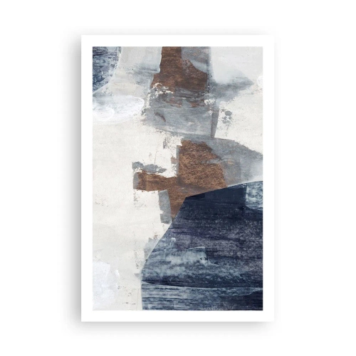 Plakát - Modro-hnědé tvary - 61x91 cm