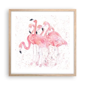 Plakát v rámu světlý dub - Růžový ansámbl - 50x50 cm