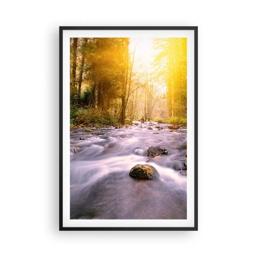 Plakát v černém rámu - Malachit ve stříbrně-zlaté podobě - 61x91 cm