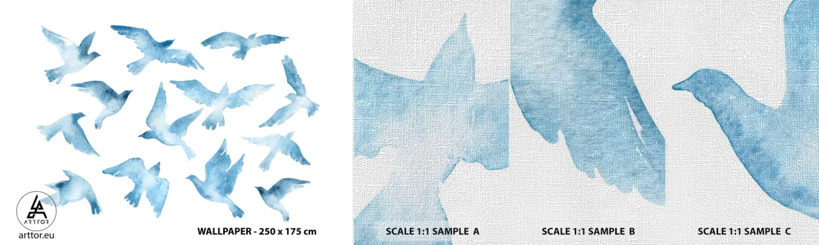 Vzor Fototapety Premium Canvas - Nebeští ptáci - Abstrakce, Pták, Grafika - 100x30 cm