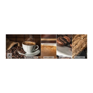 Vzor Fototapety Samolepicí Deluxe Sticker - Černost uhlí, průzračnost jantaru - Gastronomie, Káva, šálek kávy - 100x30 cm