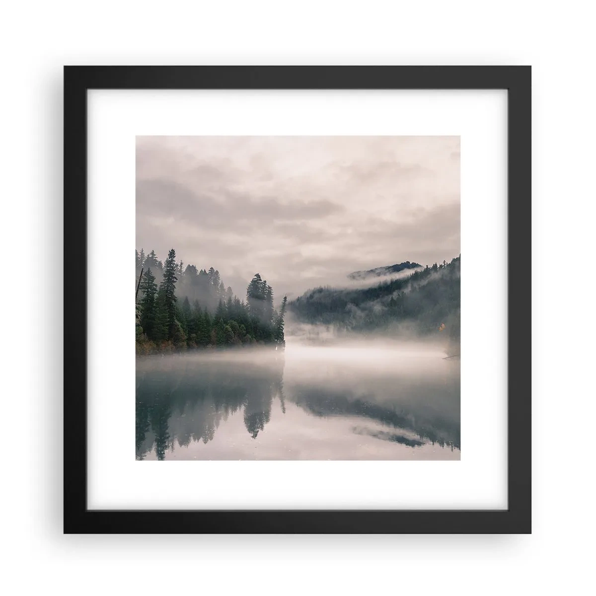 Plakát v černém rámu - V zamyšlení, v mlze - 30x30 cm