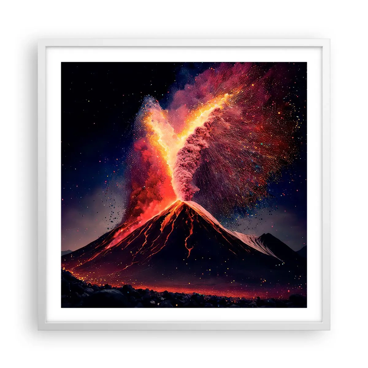 Plakát v bílém rámu - Krása a hrůza - 60x60 cm