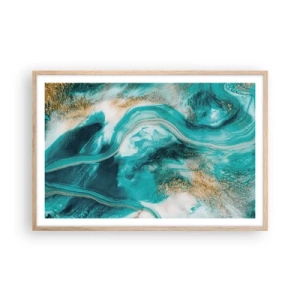 Plakát v rámu světlý dub - Řeka zlata - 91x61 cm