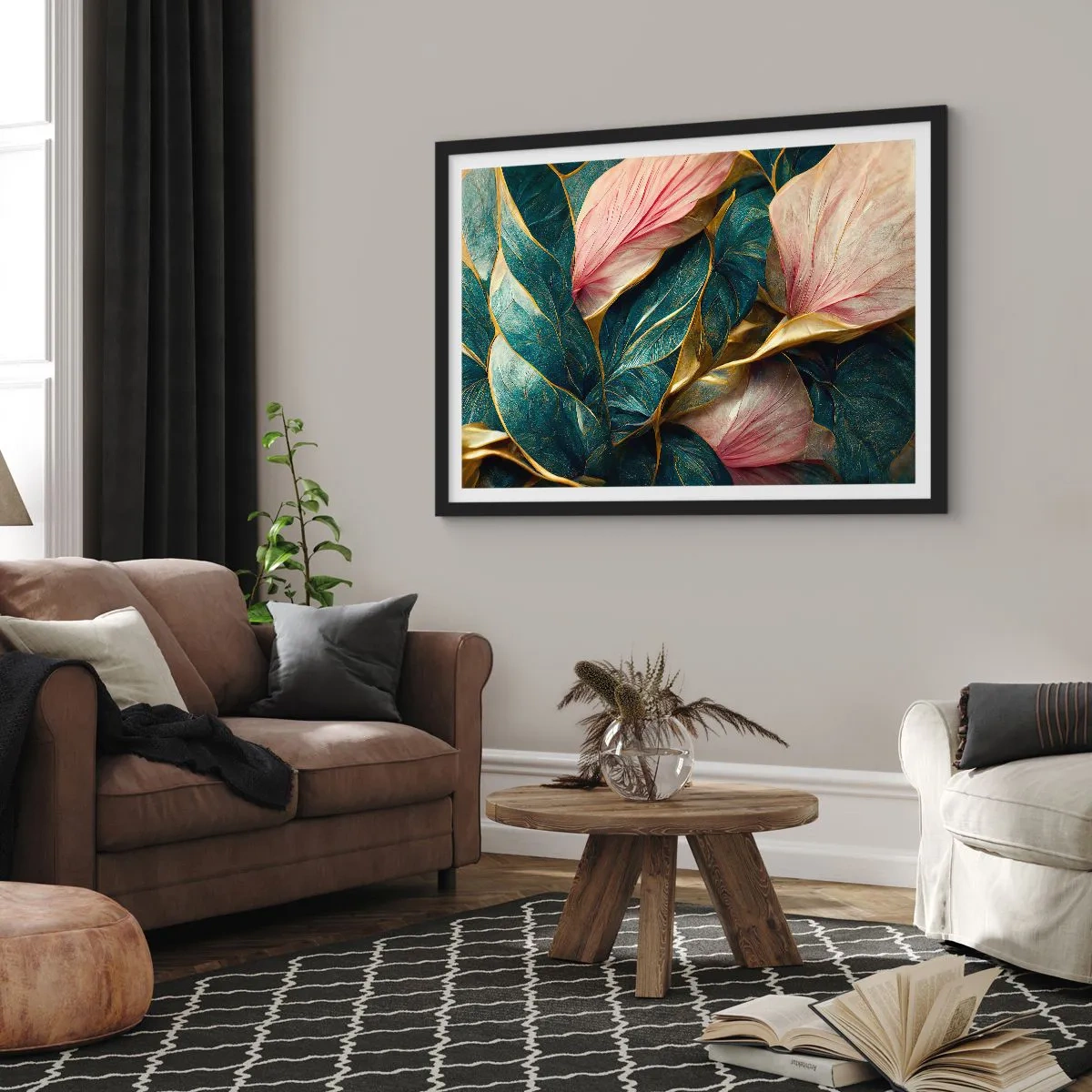 Plakát v černém rámu - Přirozená elegance a styl - 100x70 cm