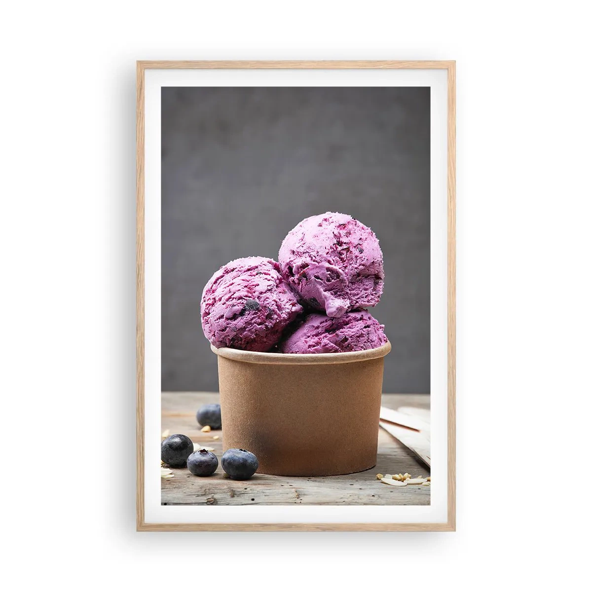 Plakát v rámu světlý dub - Sladkost a chlad - 61x91 cm