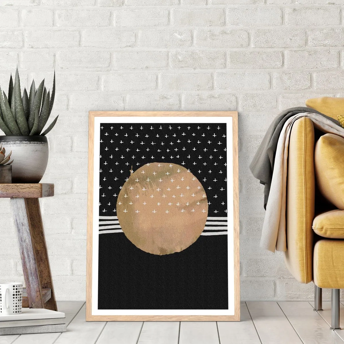 Plakát v rámu světlý dub - Kompozice: vlajka galaxie - 30x40 cm
