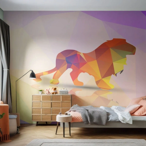 Fototapeta Samolepicí Deluxe Sticker - Diamantový král - Zvířata, Lev, Geometrický obrazec - 250x175 cm