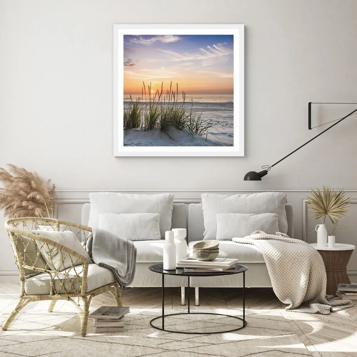 Plakát v bílém rámu - Podívej se, představ si a pociť - 30x30 cm