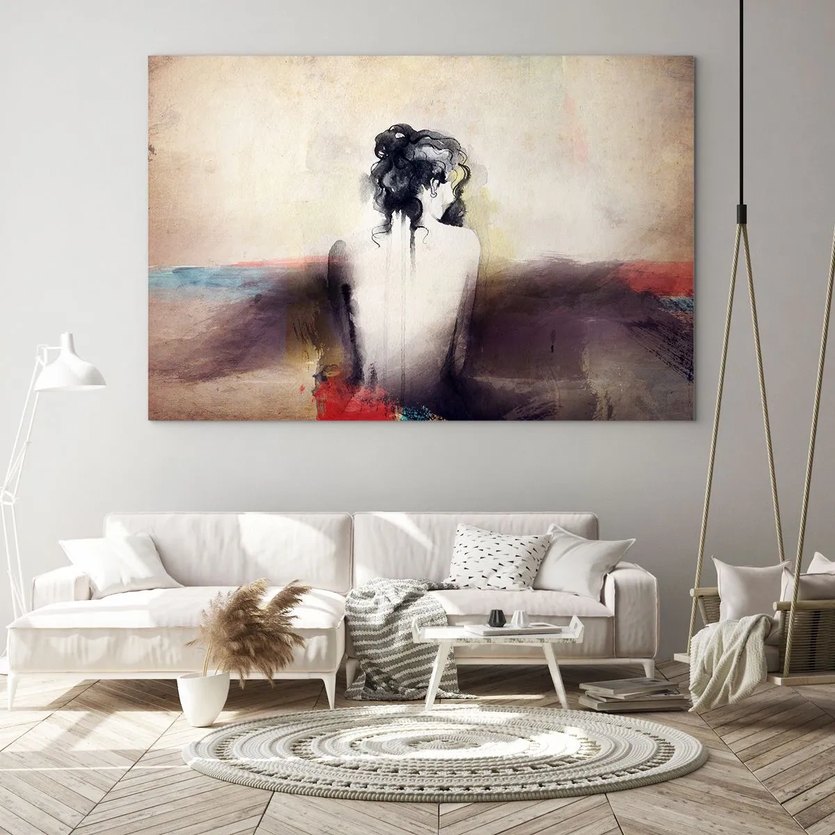 Obraz na skle - Jemné linie, oválné tvary - 120x80 cm