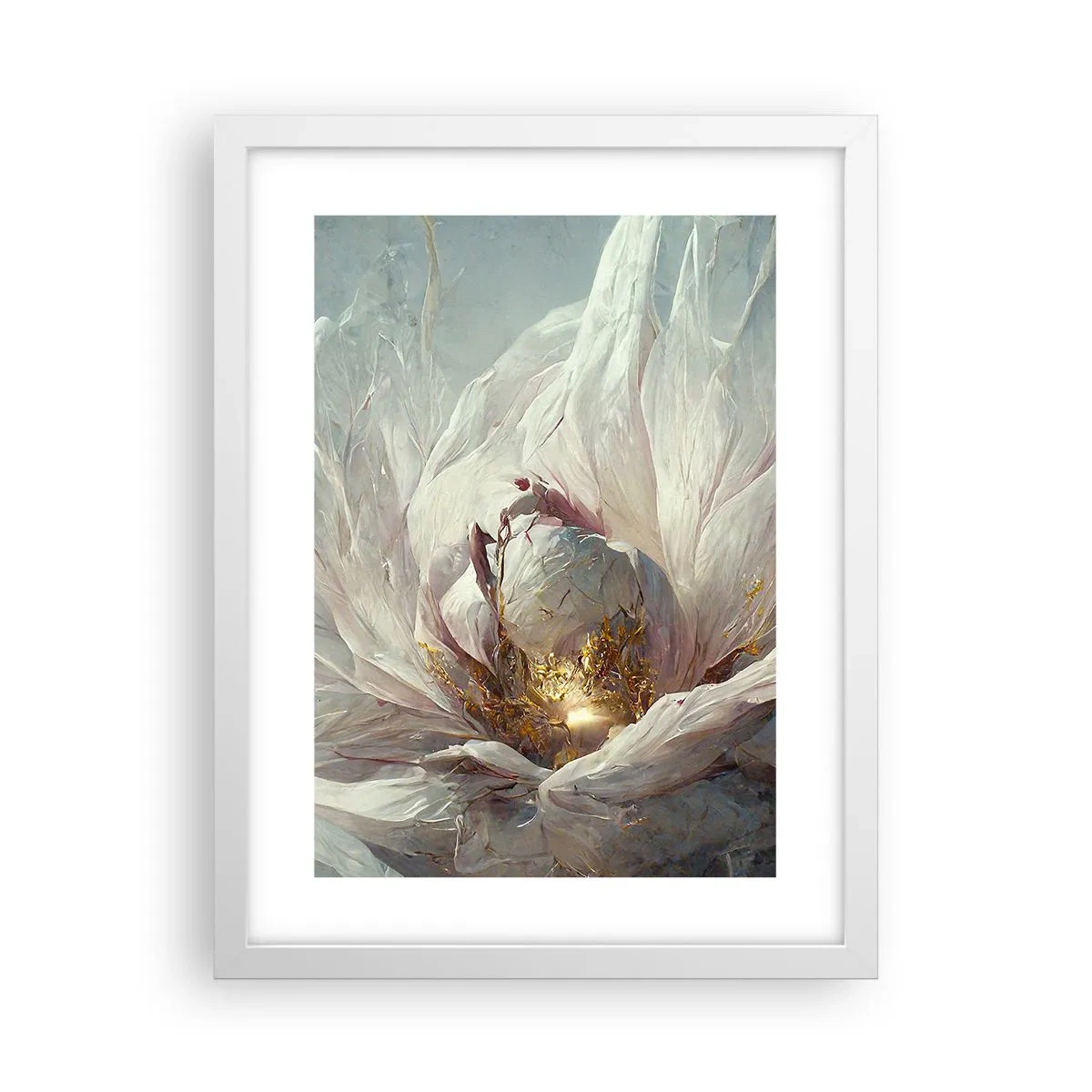 Plakát v bílém rámu - Rozkvétá jednou za sto let - 30x40 cm