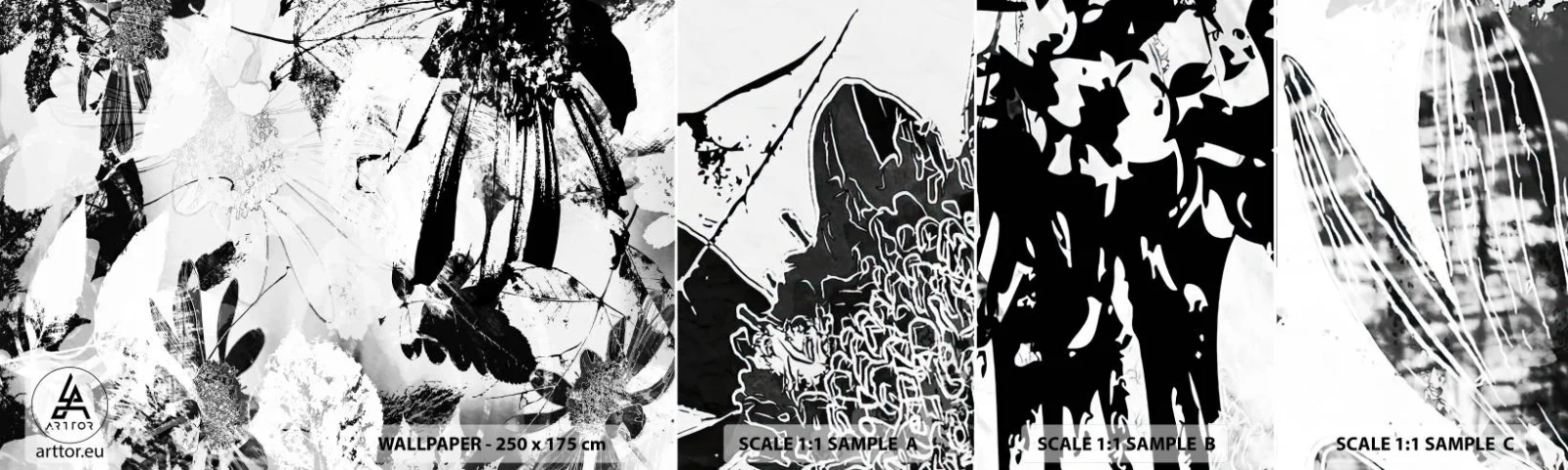 Vzor Fototapety Samolepicí Deluxe Sticker - Podzim v negativu - Abstrakce, Květiny, Grafika - 100x30 cm