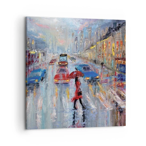 Obraz na plátně - Deštivé odpoledne ve městě - 50x50 cm