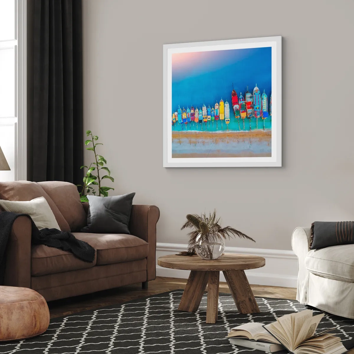 Plakát v bílém rámu - Z ptačí perspektivy - 60x60 cm