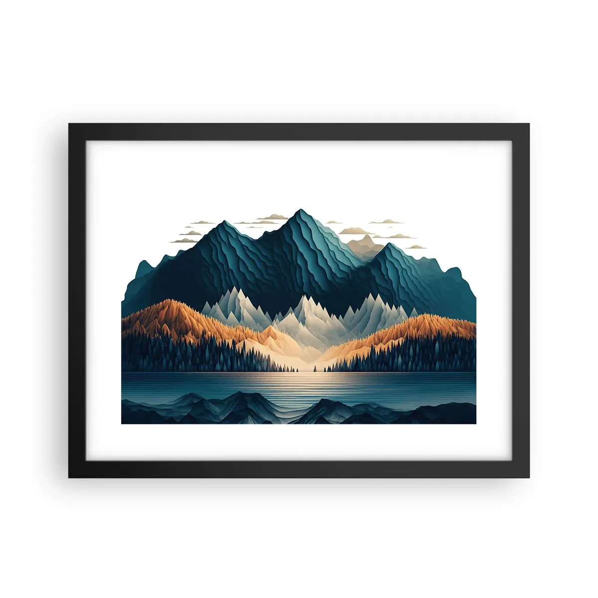 Plakát v černém rámu - Dokonalá horská krajina - 40x30 cm