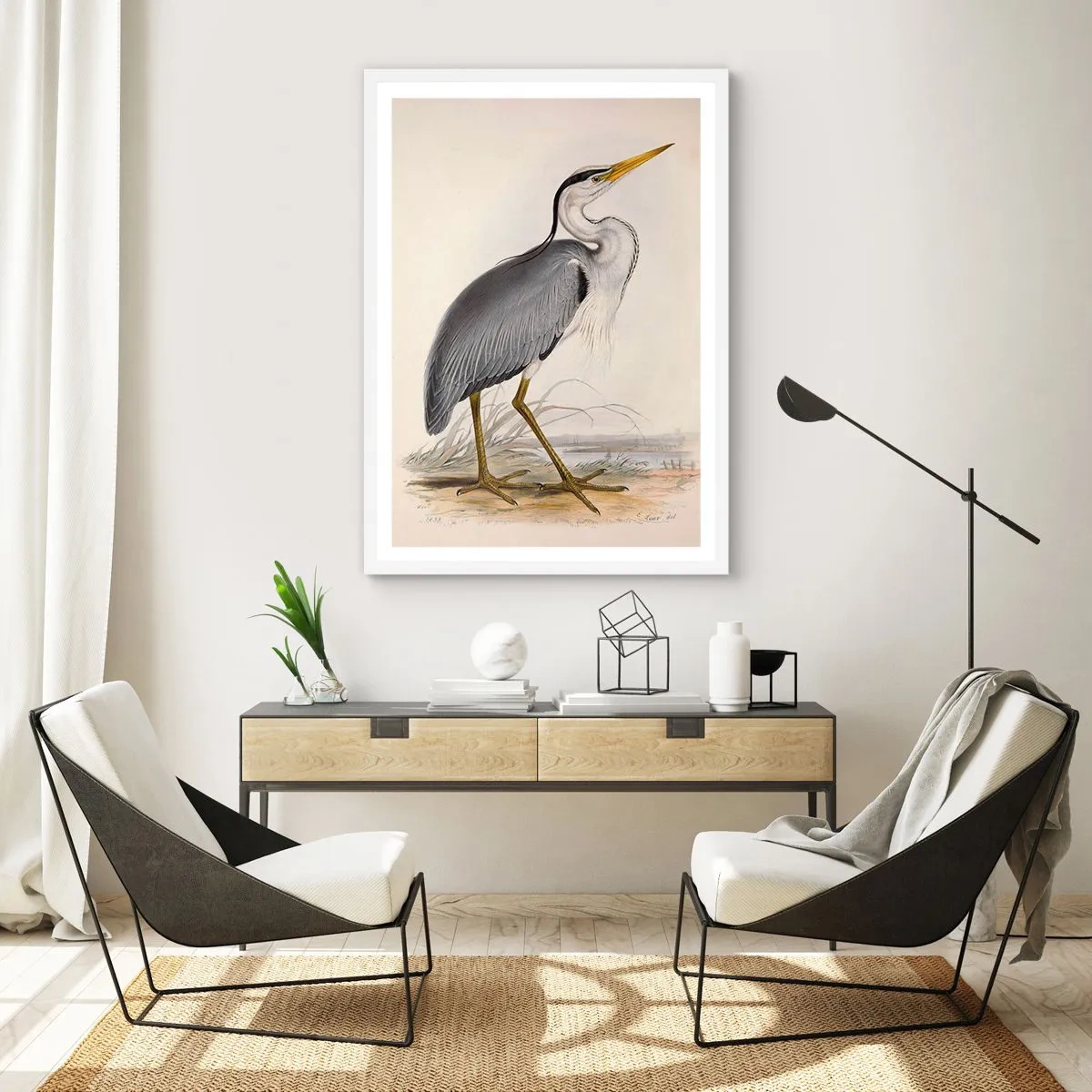 Plakát v bílém rámu - Půvab volavky - 61x91 cm