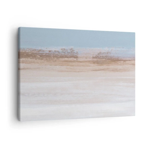 Obraz na plátně - Jemná krajina v pastelových odstínech modré a béžové - 70x50cm - Dvojznačná krajina - Moderní nástěnná dekorace do obývacího pokoje a ložnice ARTTOR