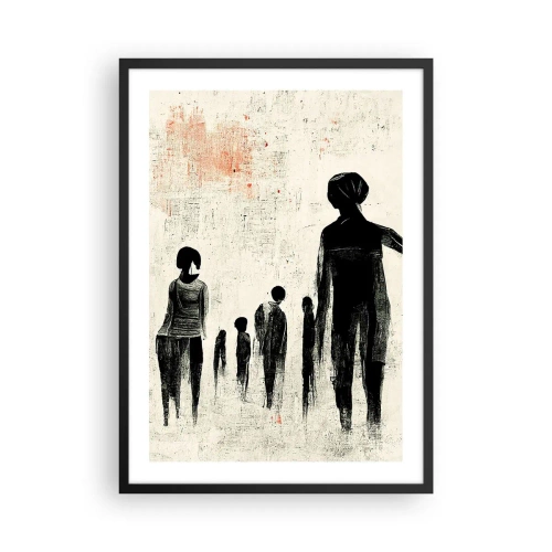 Plakát v černém rámu - Abstraktní ilustrace postavy v monochromatických barvách - 50x70cm - Proti samotě - Moderní nástěnná dekorace do obývacího pokoje a ložnice ARTTOR