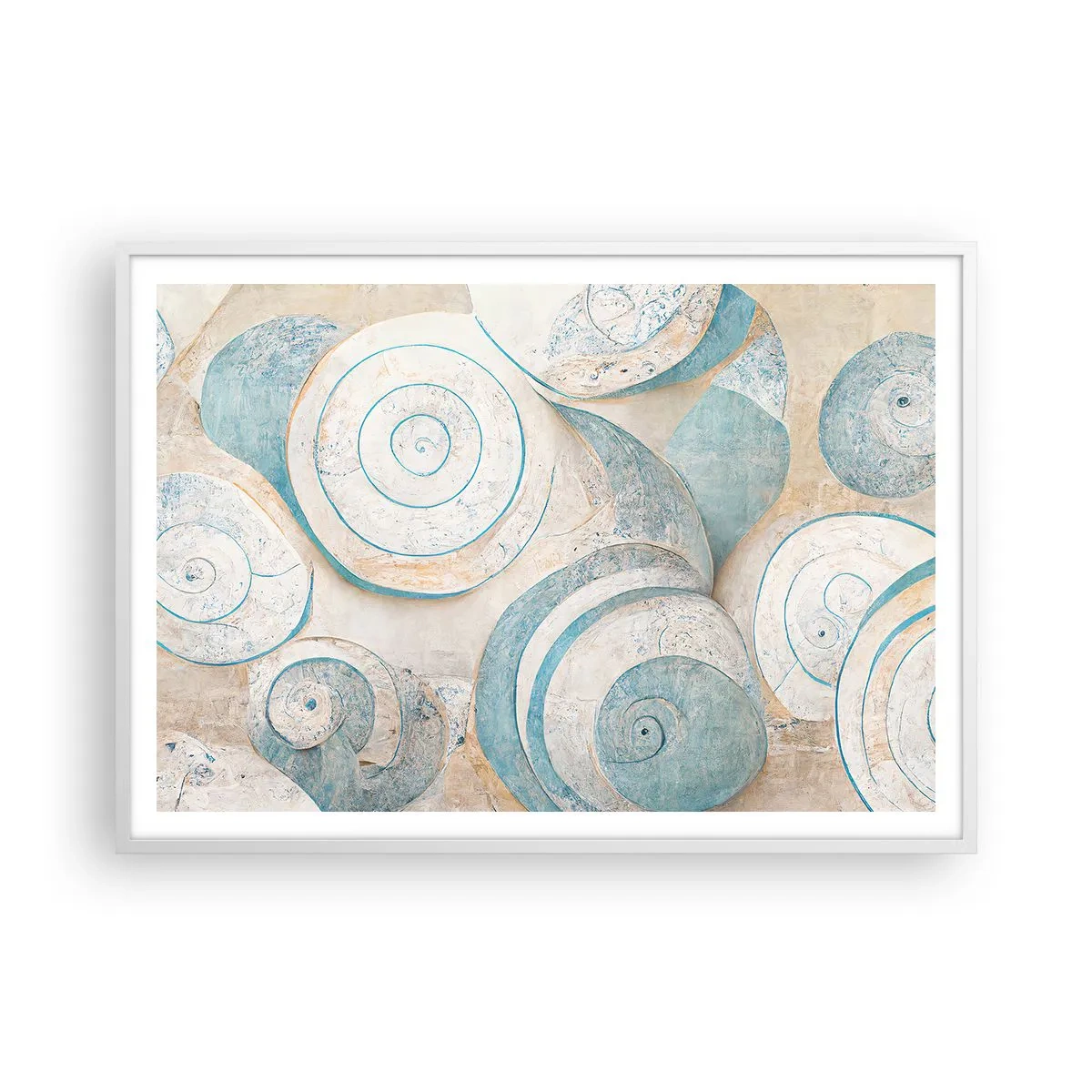 Plakát v bílém rámu - Co skrývá mušle? - 100x70 cm