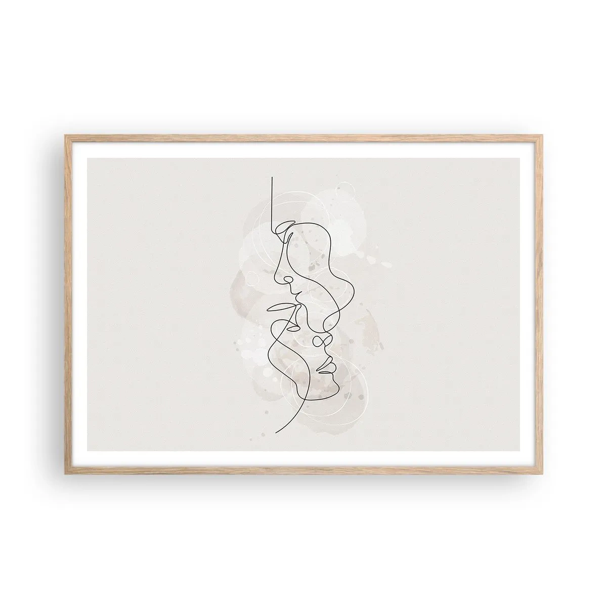 Plakát v rámu světlý dub - Zamotaní v objetí - 100x70 cm