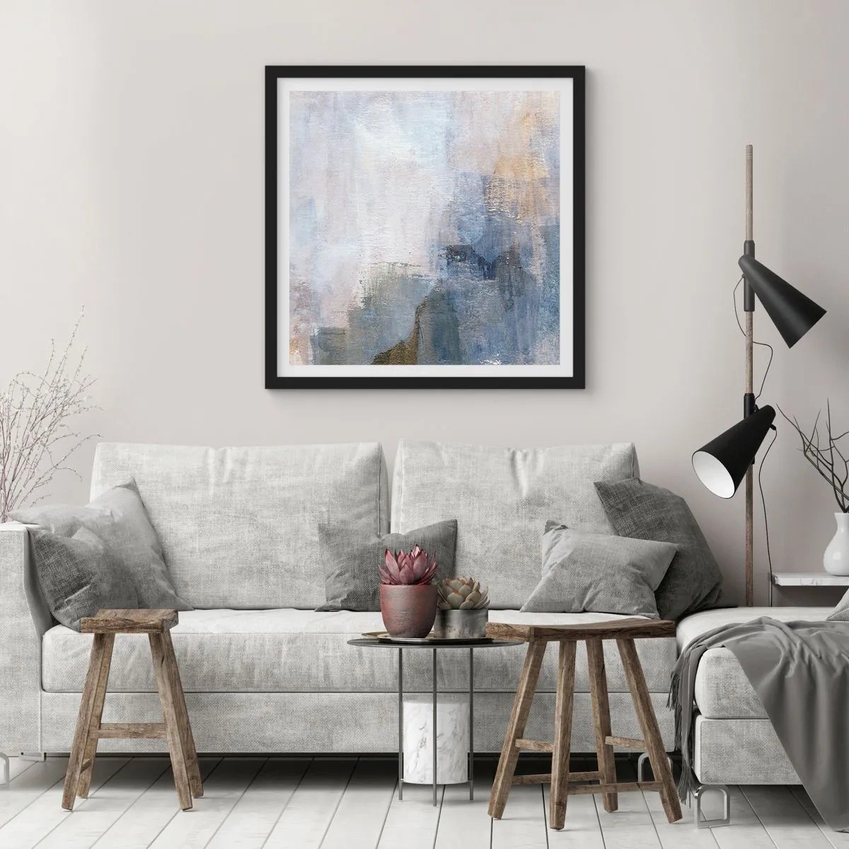 Plakát v černém rámu - Tóny a akordy barev - 50x50 cm