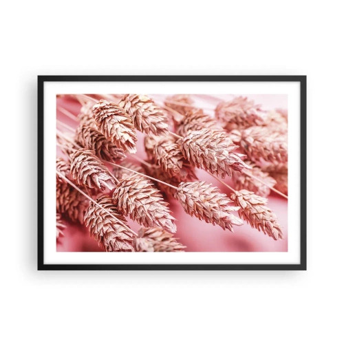 Plakát v černém rámu - Květinová kaskáda v růžové - 70x50 cm