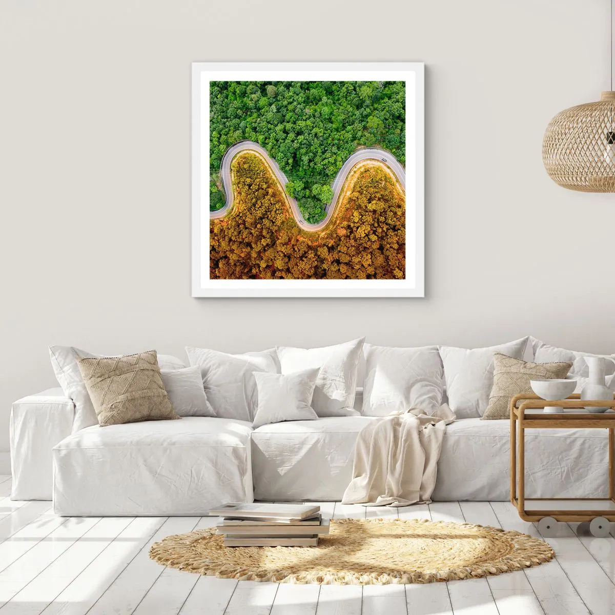 Plakát v bílém rámu - Hranice a průlomy - 50x50 cm