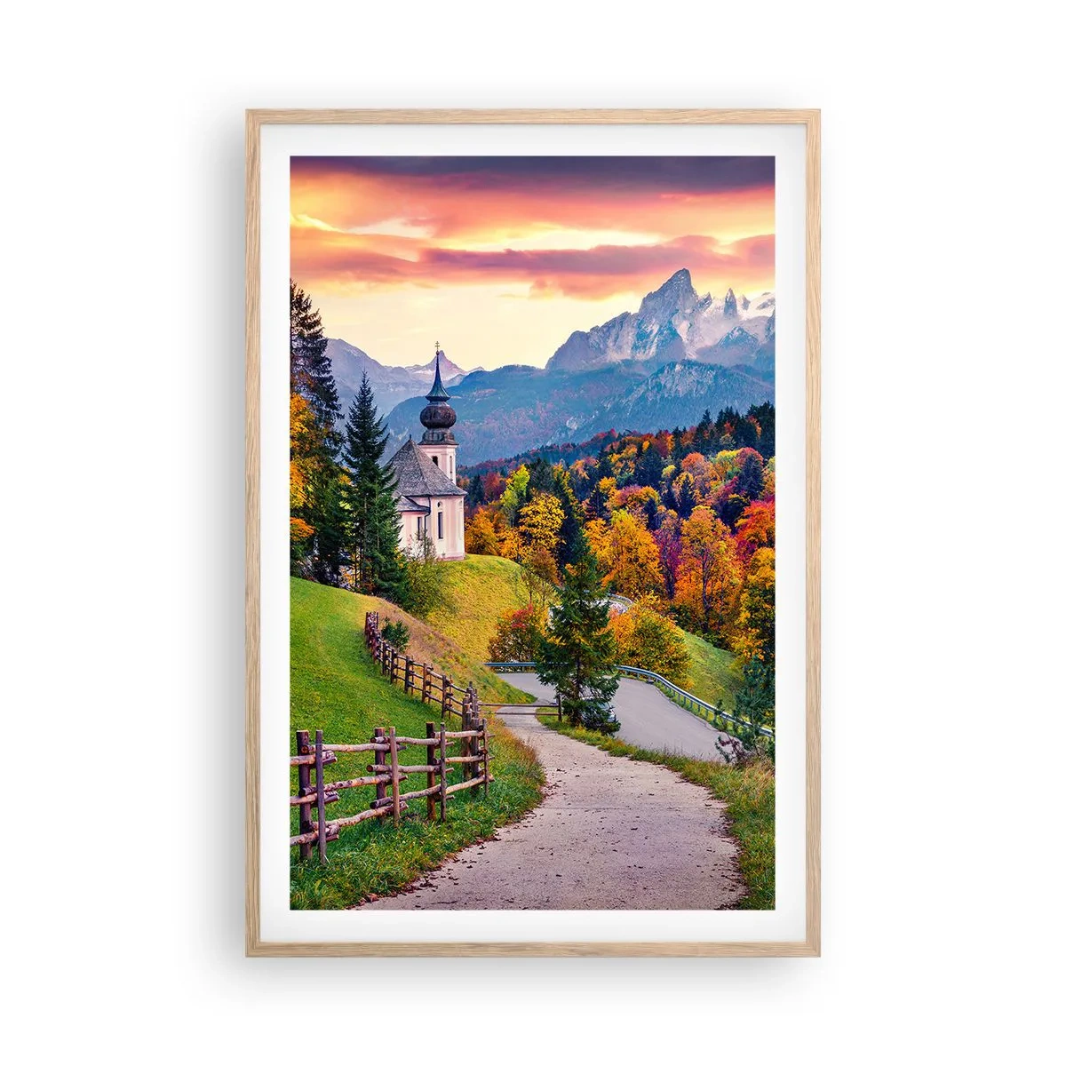 Plakát v rámu světlý dub - Naprosto ideální krajina - 61x91 cm