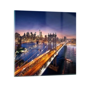 Obraz na skle - Zářící most do srdce města - 30x30 cm