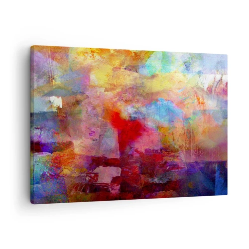 Obraz na plátně - Barevná abstrakce v teplých a studených odstínech - 70x50cm - Podívat se doprostřed duhy - Moderní nástěnná dekorace do obývacího pokoje a ložnice ARTTOR