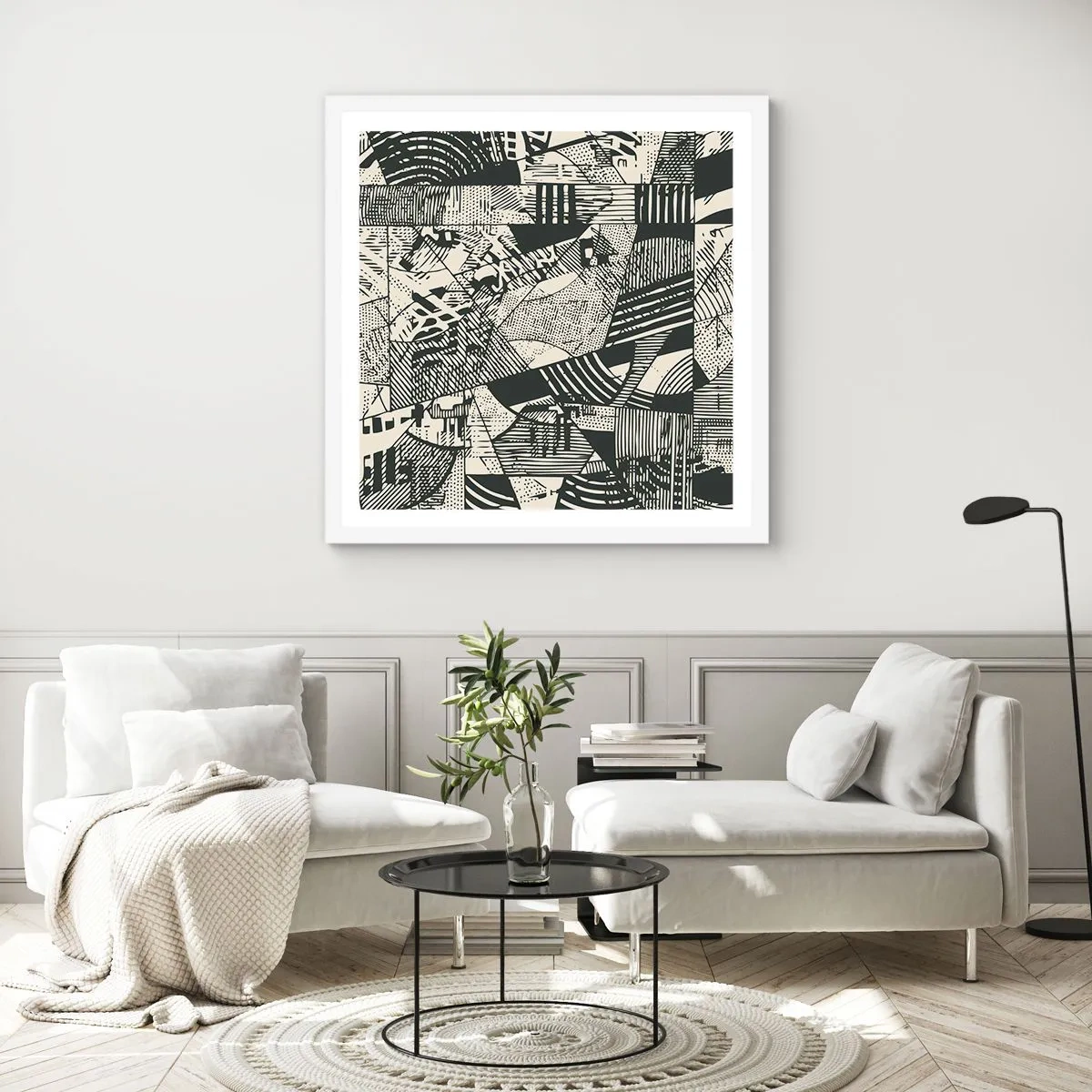 Plakát v bílém rámu - Dynamika současnosti - 40x40 cm