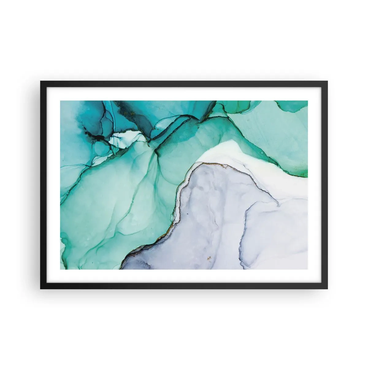 Plakát v černém rámu - Studie v tyrkysové - 70x50 cm