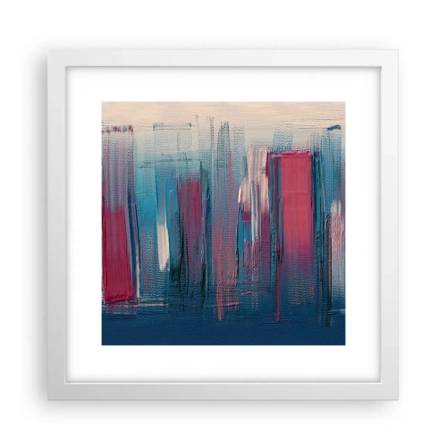 Plakát v bílém rámu - Vertikální kompozice v modré a červené - 30x30 cm
