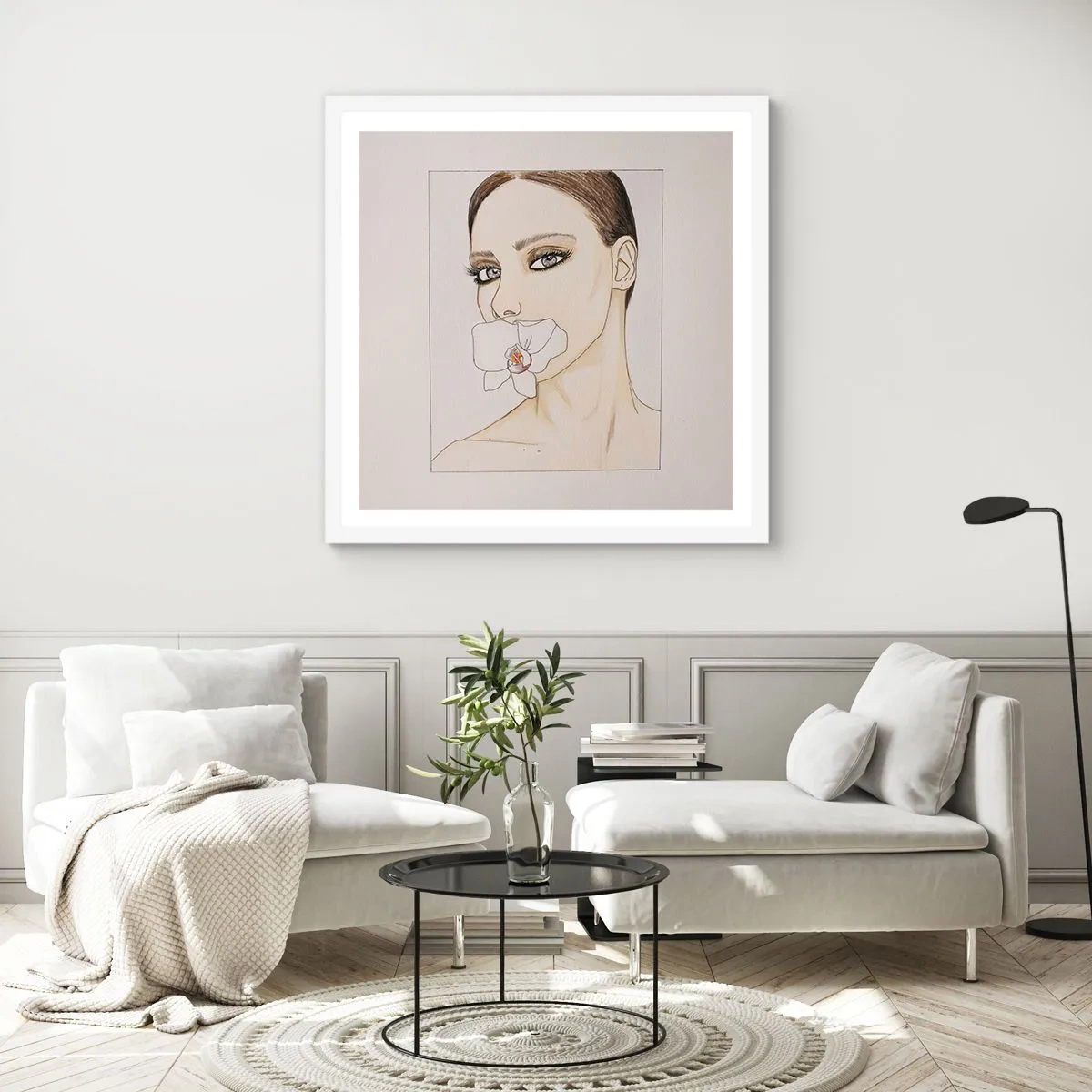 Plakát v bílém rámu - Symbol elegance a krásy - 40x40 cm