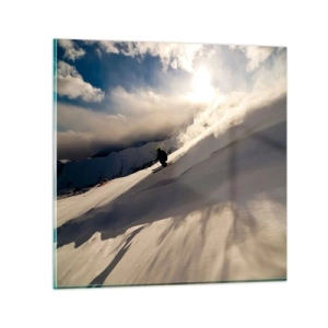 Obraz na skle - Přijatá výzva hor - 50x50 cm