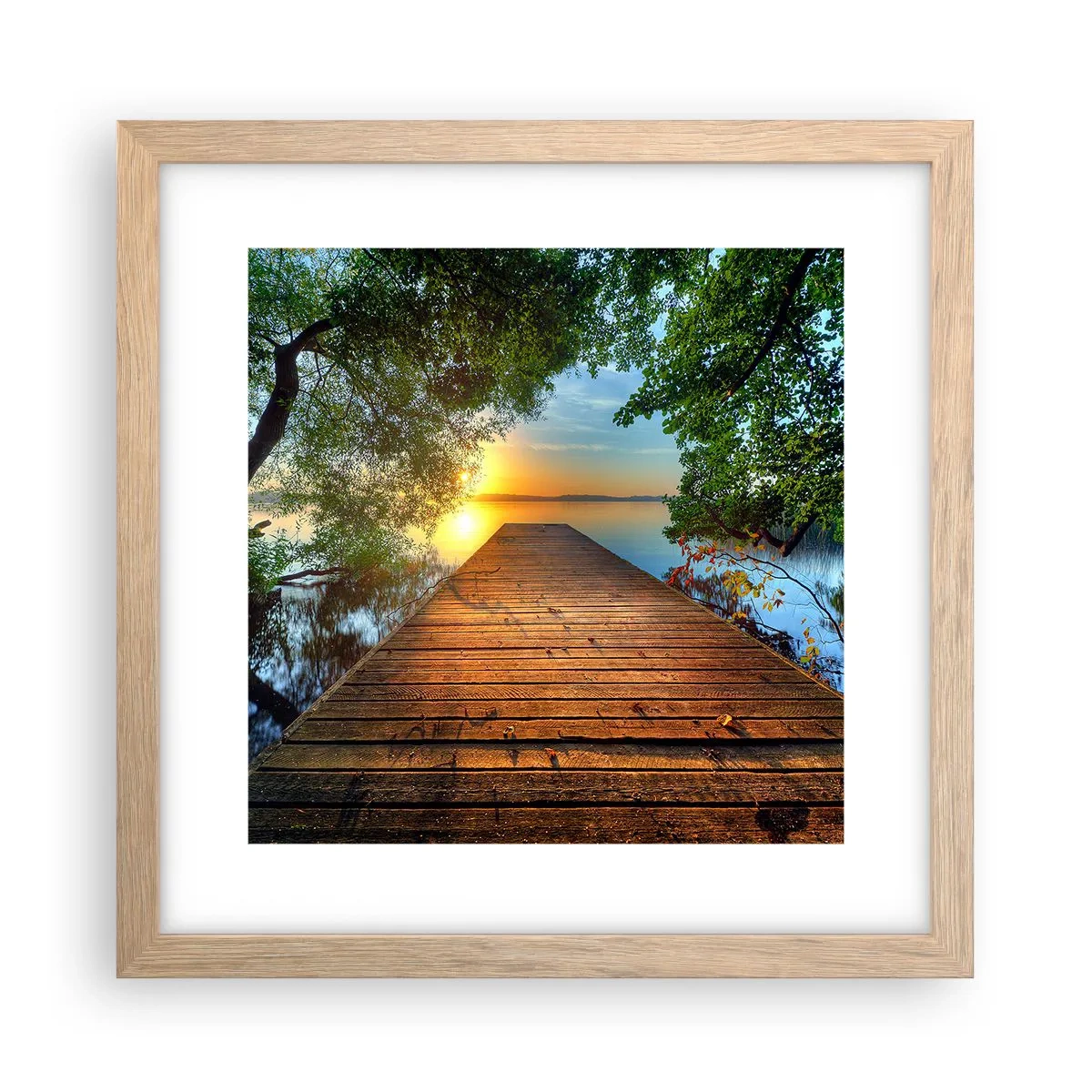 Plakát v rámu světlý dub - Nespěchej, posaď se - 30x30 cm