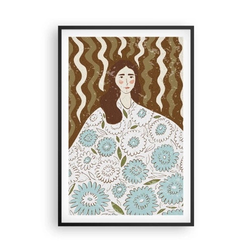 Plakát v černém rámu - Portrét v květinovém rouchu - 61x91 cm