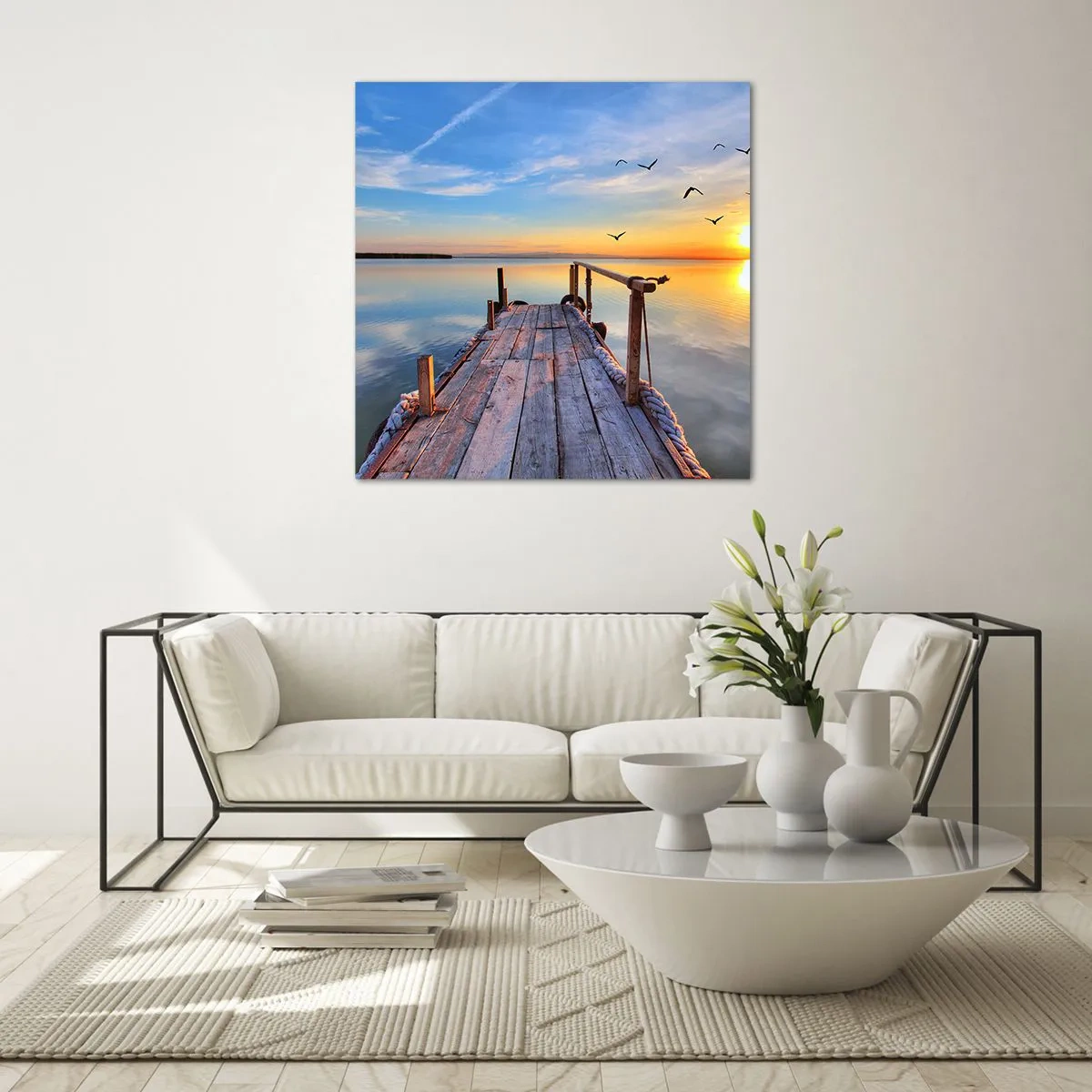 Obraz na skle - Jít před sebe směrem ke slunci - 70x70 cm