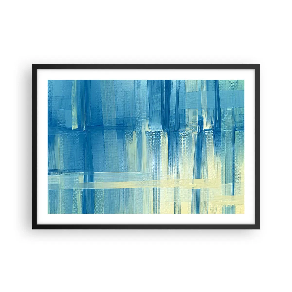 Plakát v černém rámu - Kompozice v tyrkysu - 70x50 cm