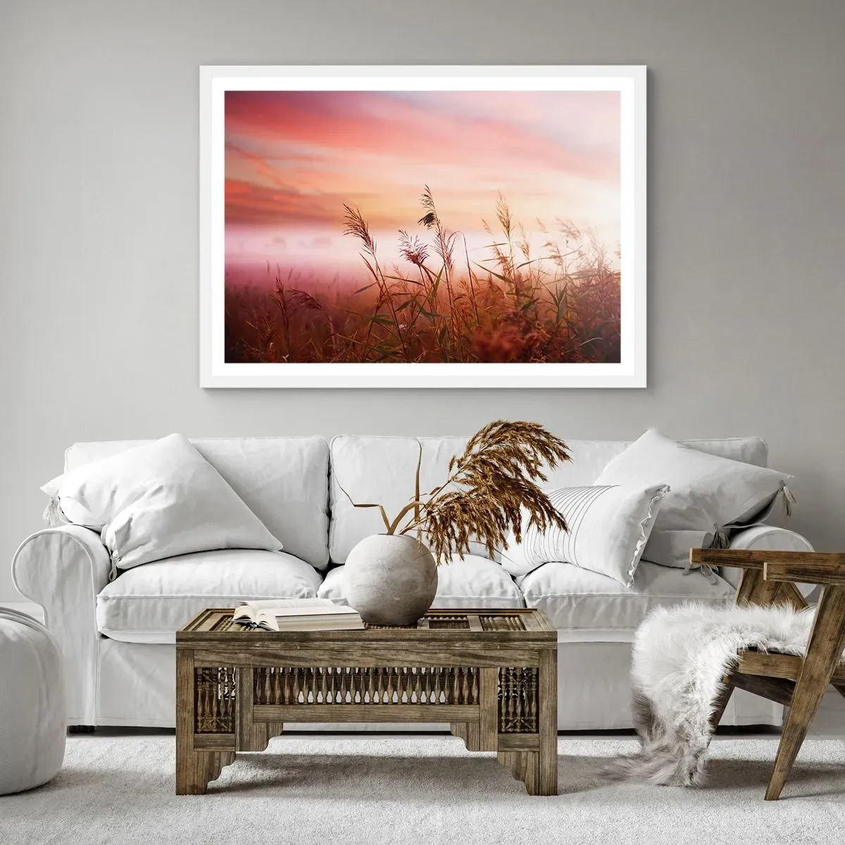 Plakát v bílém rámu - Draci, pampelišky a vítr - 91x61 cm