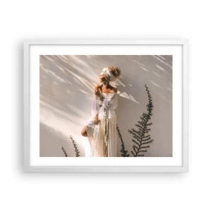Plakát v bílém rámu - Slunce a dívka - 50x40 cm