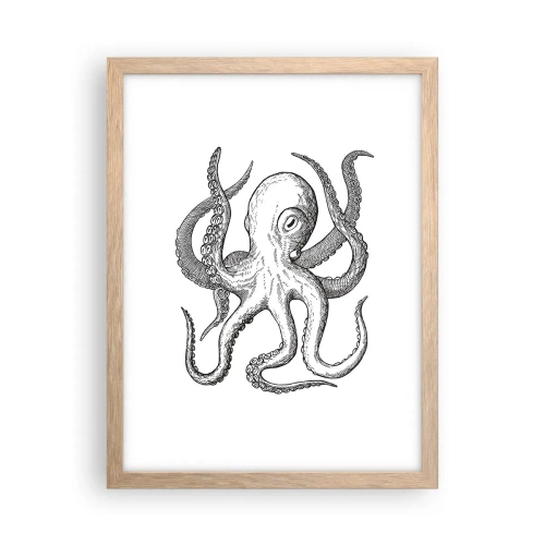 Plakát v rámu světlý dub - Tančící s vlnami - 30x40 cm