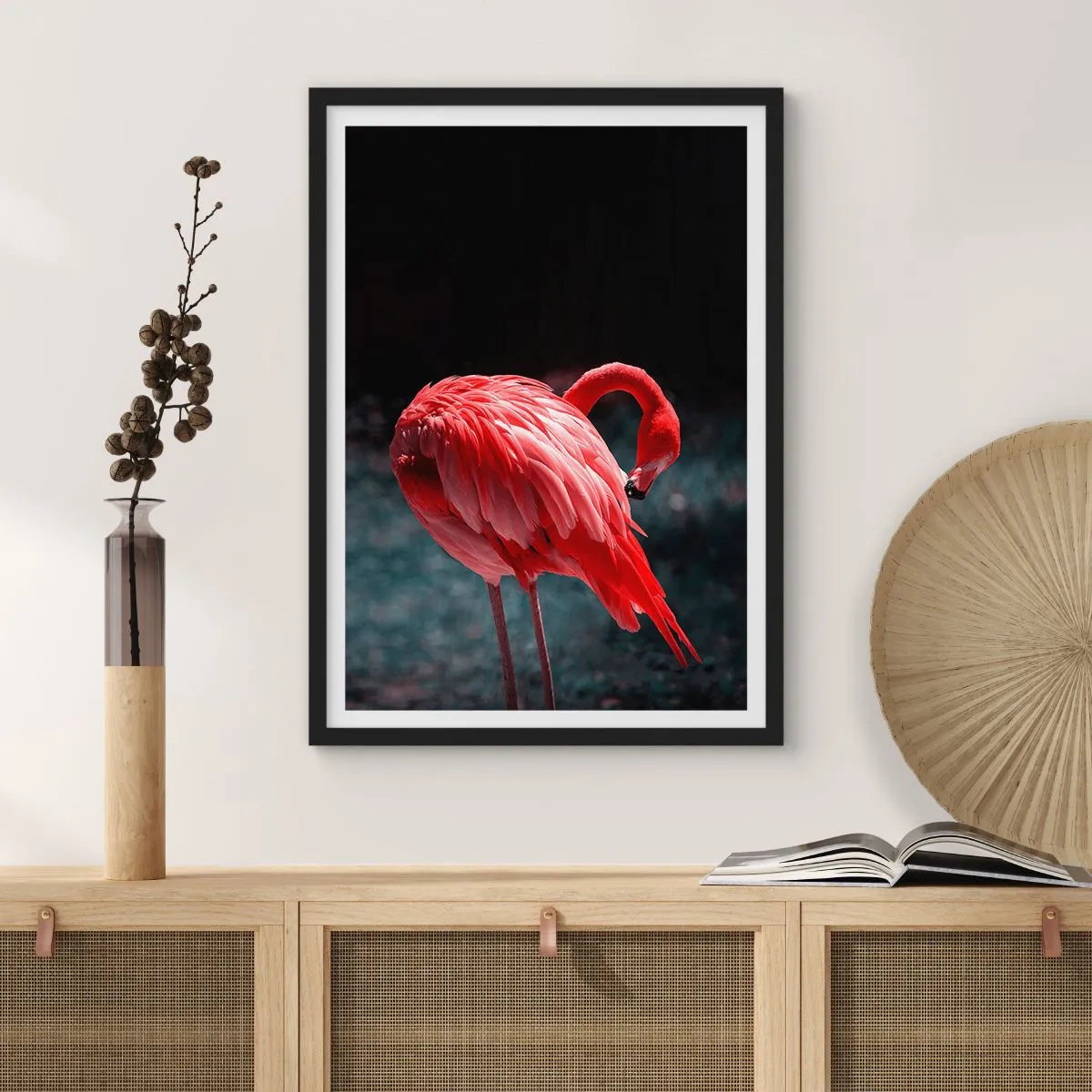 Plakát v černém rámu - Karmínová báseň přírody - 70x100 cm