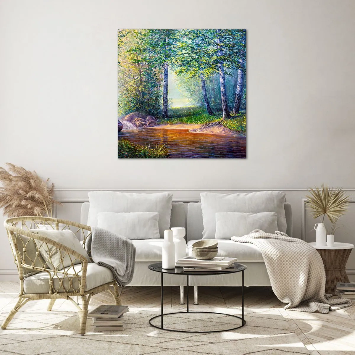Obraz na skle - Scénář selanky - 30x30 cm
