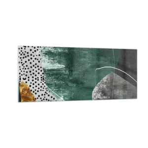 Obraz na skle - Barevná abstrakce se zlatou vločkou - 100x40 cm